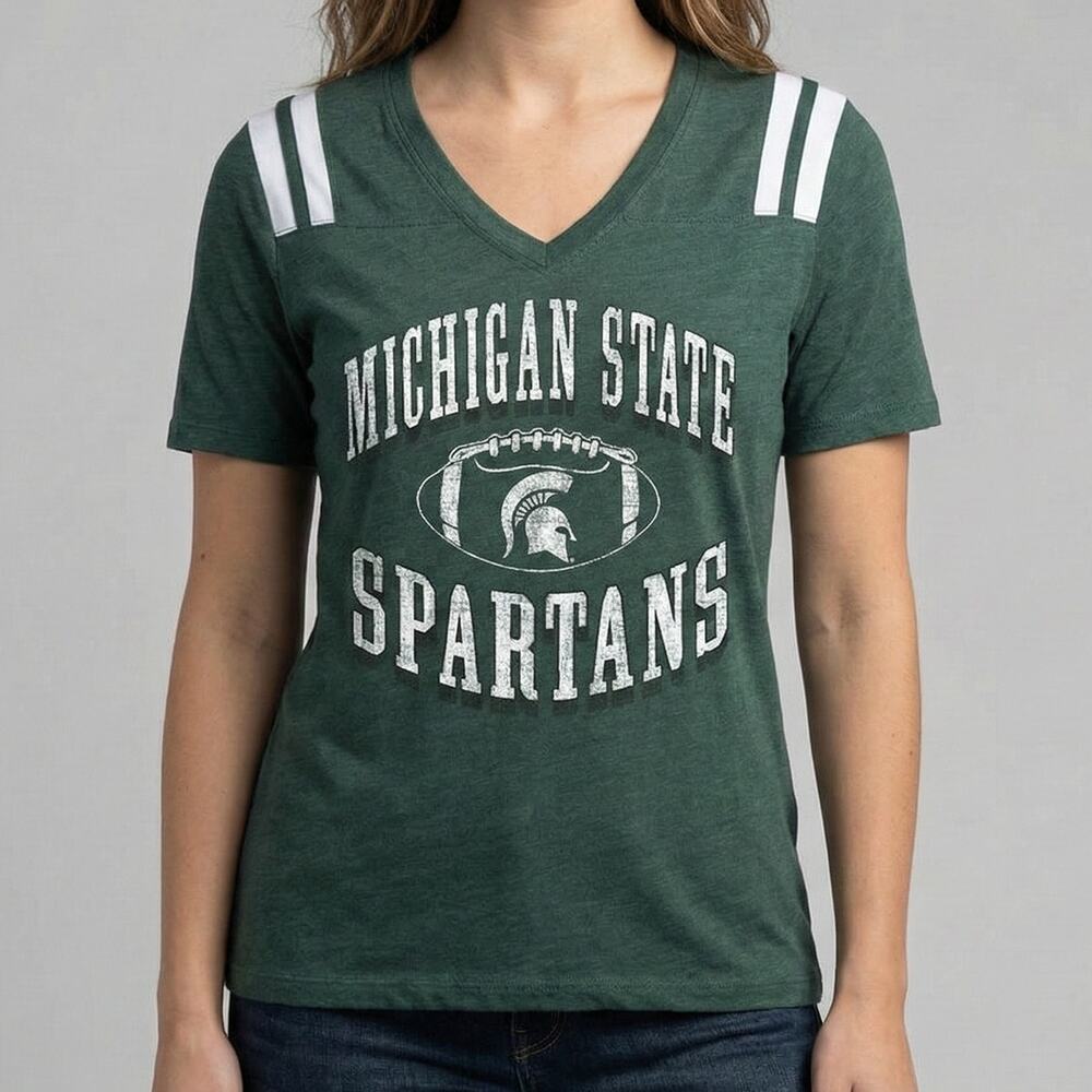 Colosseum Womens Small Michigan State Spartans V Neck Short Sleeve Shirt